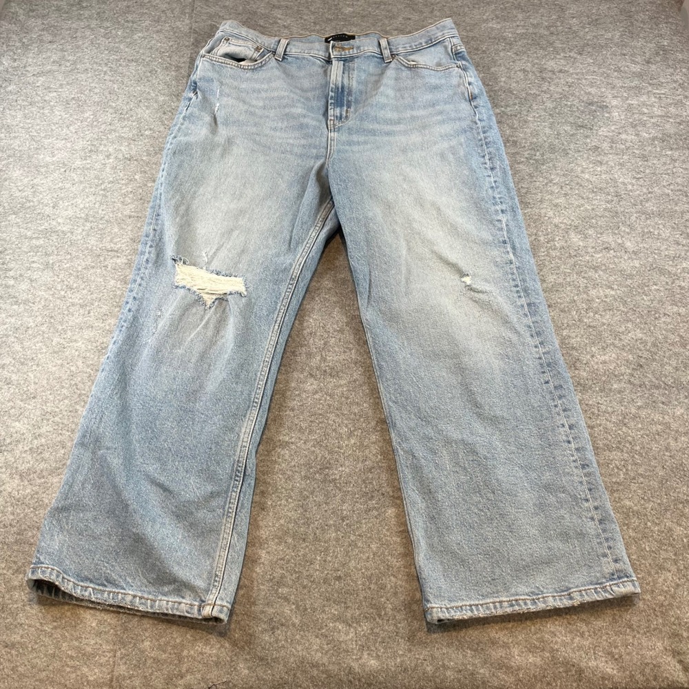ASOS DESIGN Mens Wide Leg Light Wash Ripped Distressed Skater Jeans 34/32‎ Blue